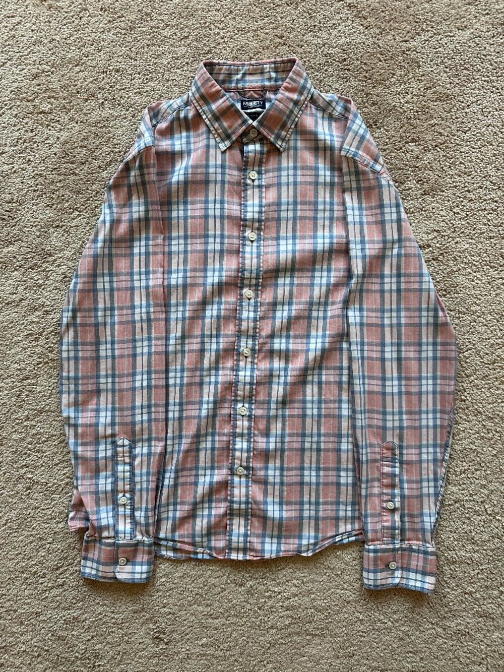 Faherty The Movement Shirt – Ocean Coral Plaid – Medium